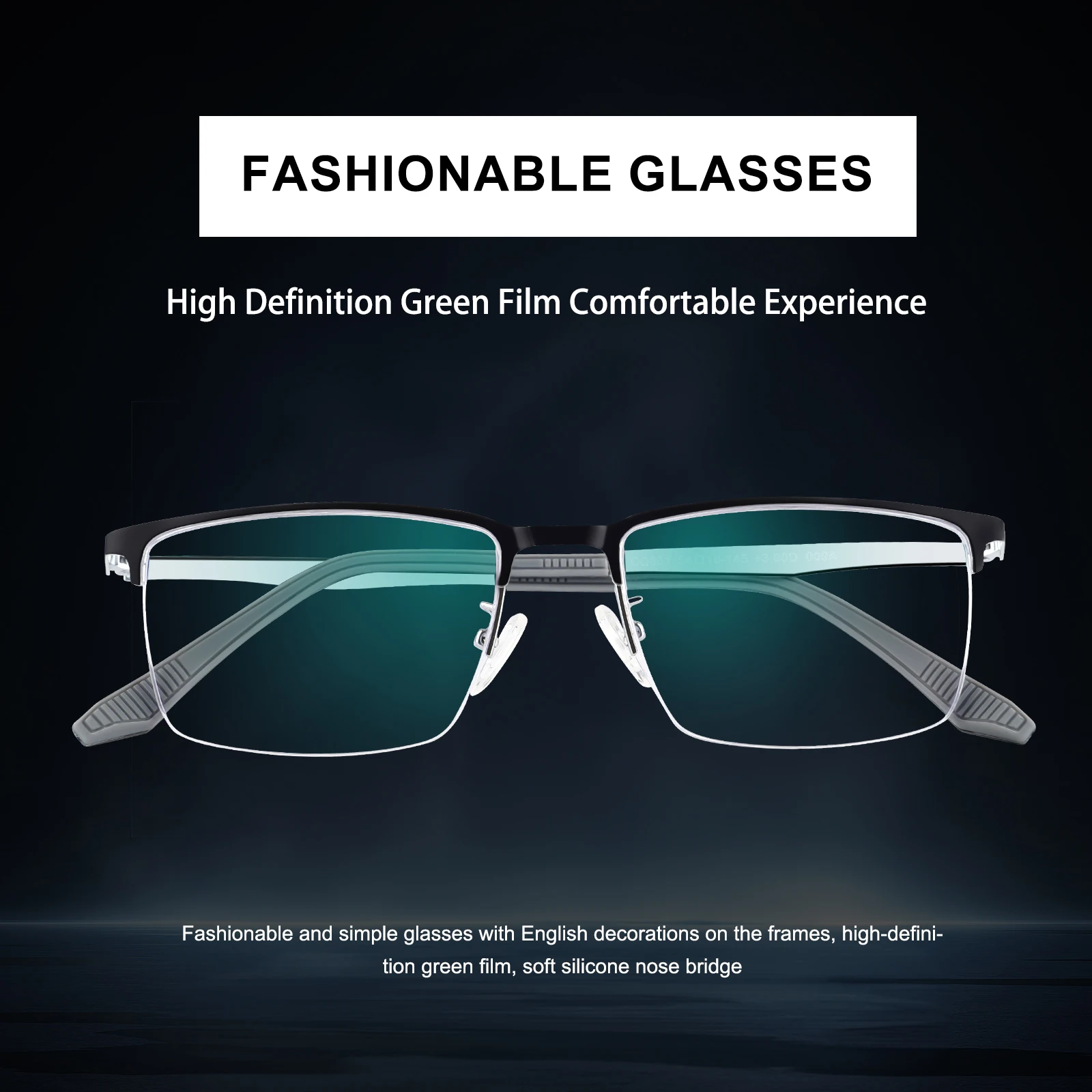 Modische Halbrahmen-Lesebrille, geeignet zum Lesen von Büchern und zur Nutzung elektronischer Geräte, sowohl im Innen- als auch im Außenbereich, mit flexiblen Bügeln, hochauflösenden,