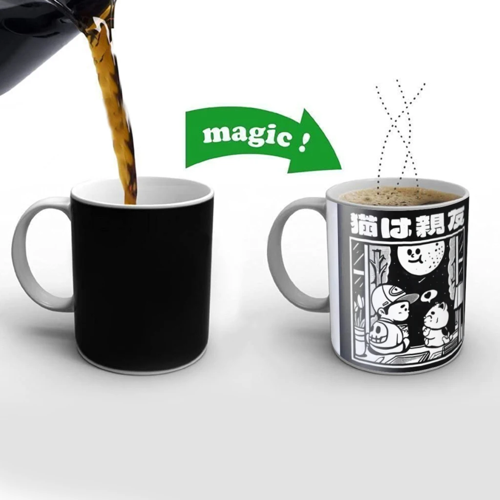 

Cat Is My Best Friend Creativity Change Color Chang mug Ceramic mug Hot Coffee Cup Breakfast Cup Mug Friend Gift