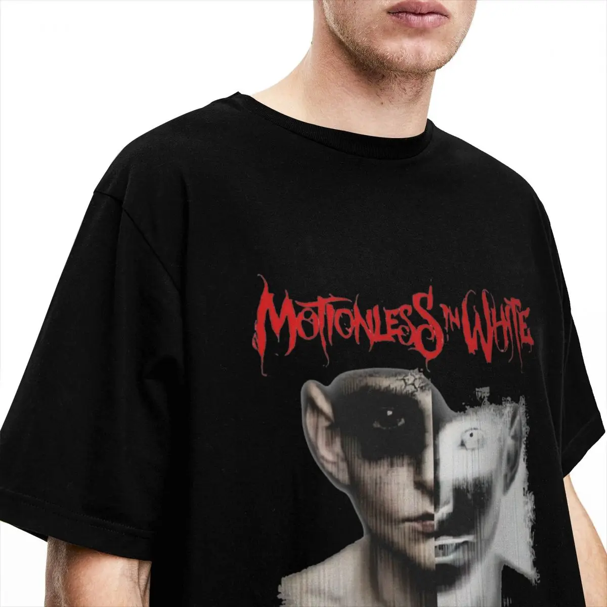 Men\'s Motionless In White T Shirts chris motionless skull metalcore Cotton Clothes Summer Streetwear T-Shirt Harajuku Tee Shirt