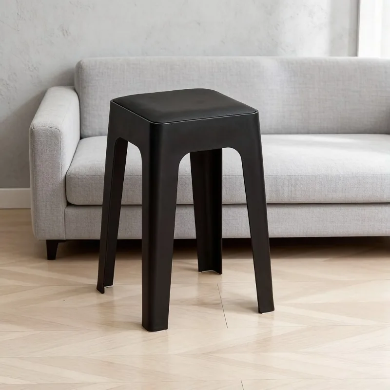 ww-Thickened Stylish Plastic Stool with Soft Cushion, Durable Rubber Stackable Stable Stool Comfortable for Adult Long Time Use