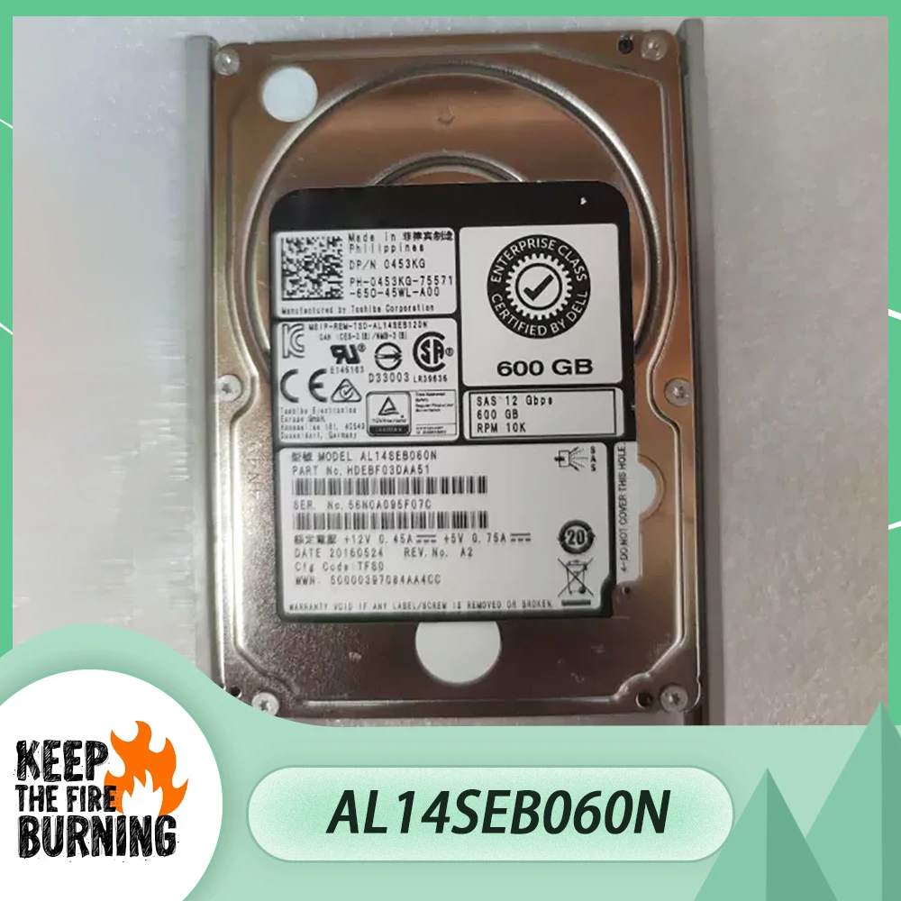 For DELL HDD 453KG 0453KG 600GB 10K 12GB SAS 2.5'' AL14SEB060N Server Hard Drive