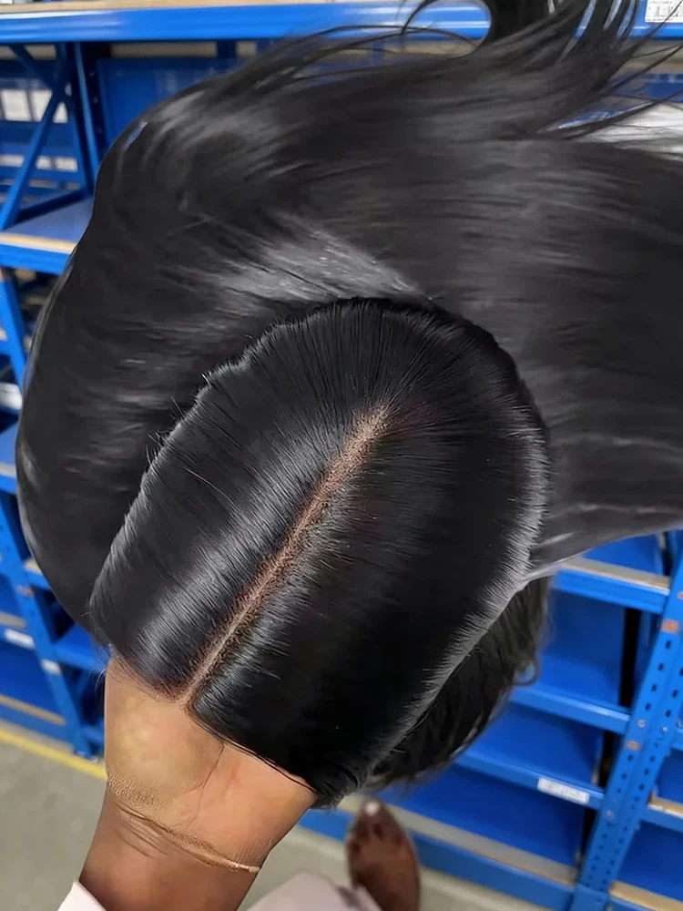 BVYWELL 40 Inch Invisible Melt Skin 13x6 HD Bone Straight Lace Front Wigs Human Hair 250% Density Bleached Knots Upgraded 13x4 Transparent Lace Frontal Wig For Women Brazilian Glueless Wig Human Hair Preplucked Hairline With Baby Hair Natural Black Color