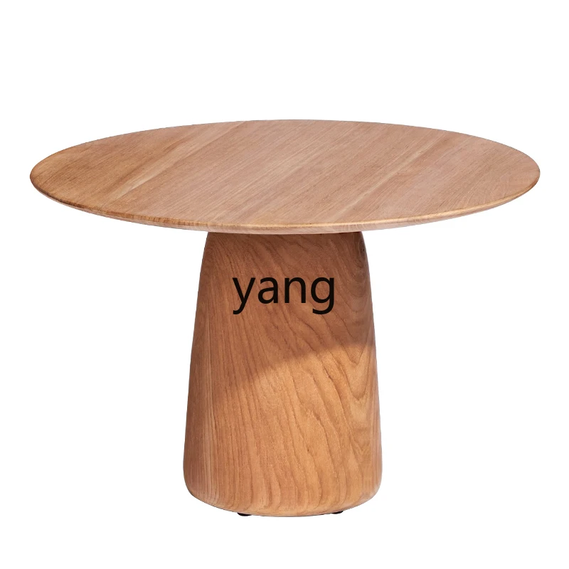 

Yjq Teak Coffee Table Creative Minimalist Log Sofa Small Table Waterproof Balcony Small round Table