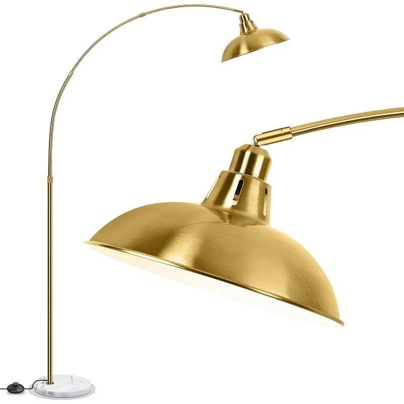 Arc Floor Lamp for Living Room, Marble Base Standing Lamp - Black Gold Floor Lamps with 360° Rotatable Arm