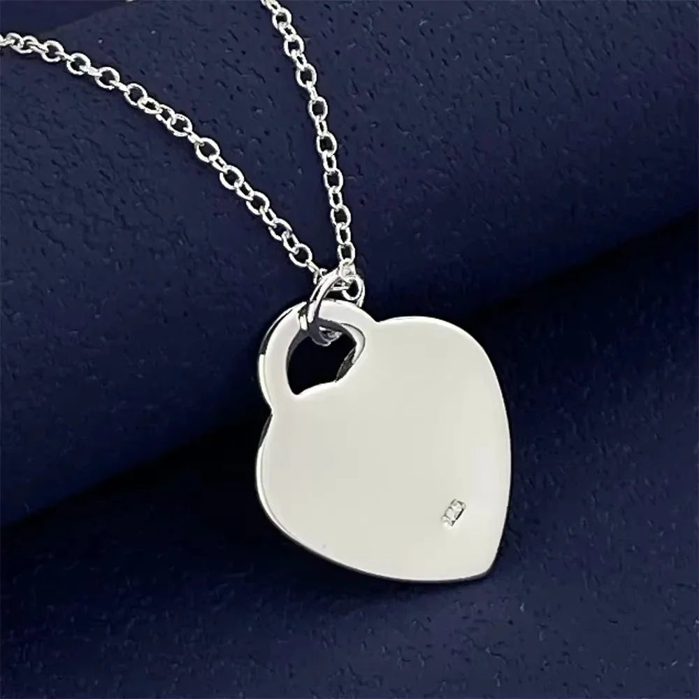925 Sterling Silver Love Lock Pendant Necklace, Ladies Couple Simple Luxury Banquet Wedding Birthday Jewelry Gift