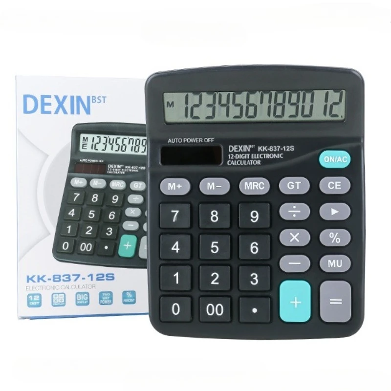 12 Digit Electronic Calculator Solar Dual Power Portable Desktop Accounting Machine for Office Home School Financial Daily Use