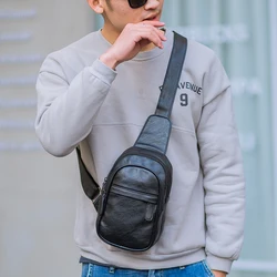 Men's Chest Pack Crossbody Bag Luxury Design Durable PU Leather Handbag Chest Bag Vintage Leisure Men's Handbag Shoulder Bag