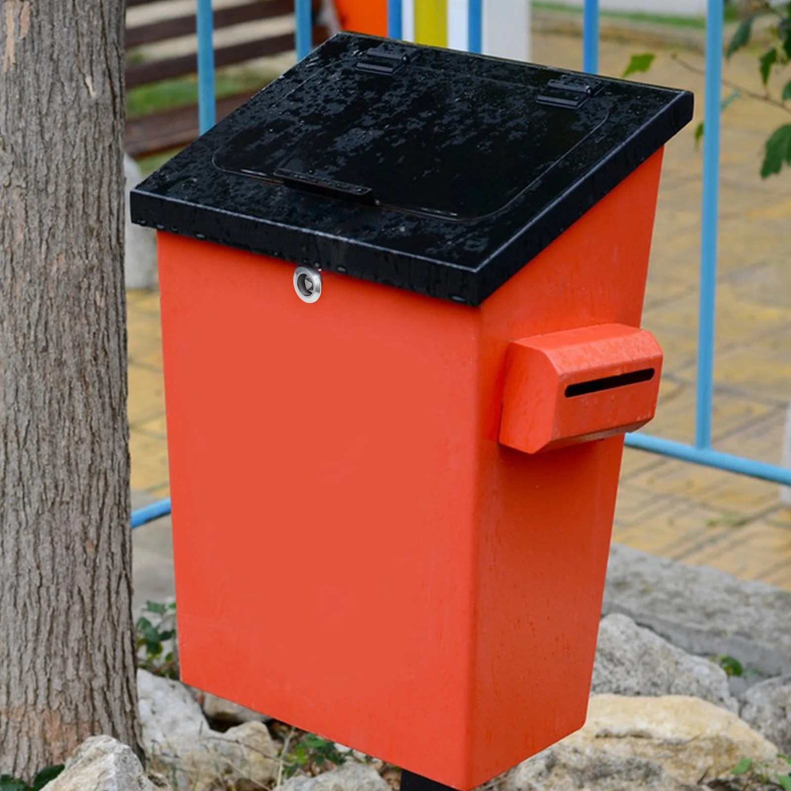 1 Juego de llaves de cubo de basura, Material de hierro, cerradura de tapa de cubo de basura, diseño de llave con ranura triangular, se adapta a lugares públicos de oficina residencial