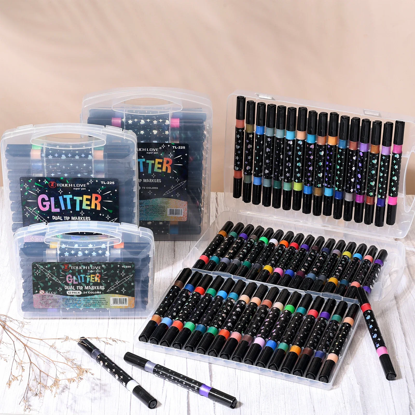 24/48/72/96 Colors Dual Brush Tip Glitter Art Markers Metallic Paint Marker Pens DIY Crafts Birthday Cards, Making Poster, Album