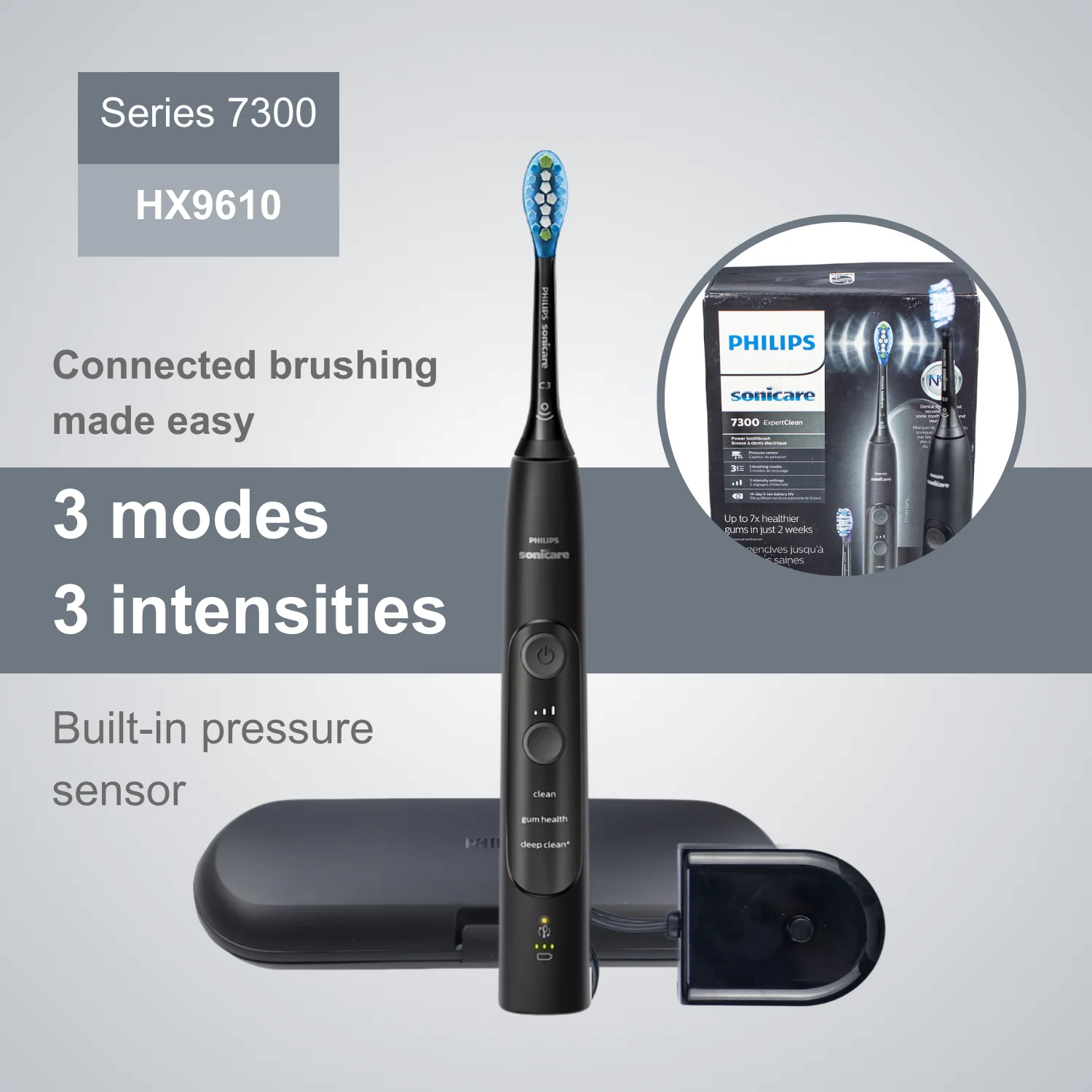فرشاة أسنان فيليبس الكهربائية ExpertClean 7300 HX9610، 3 أوضاع
