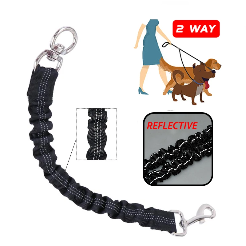 Elasticity Dog Leash Extension 2/3 Way Couplers Pet Leash Rope Reflective Outdoor Walking Lead for Two Double Small Large Dogs