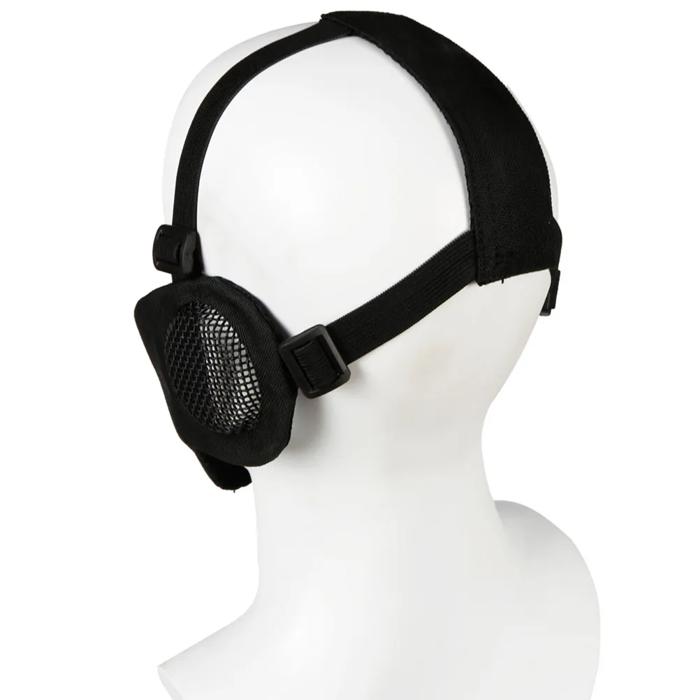 Half Face Mesh Mask Foldable Low Carbon Steel Adjustable Elastic Strap Protective Gear for Hunting