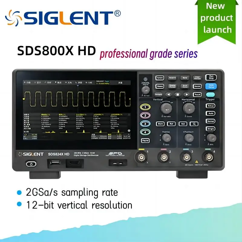 Osciloscópio Siglent de Alta Resolução, Análise de Potência HD, Sonda de Tensão, 2 Canais, 70 MHz, SDS800X