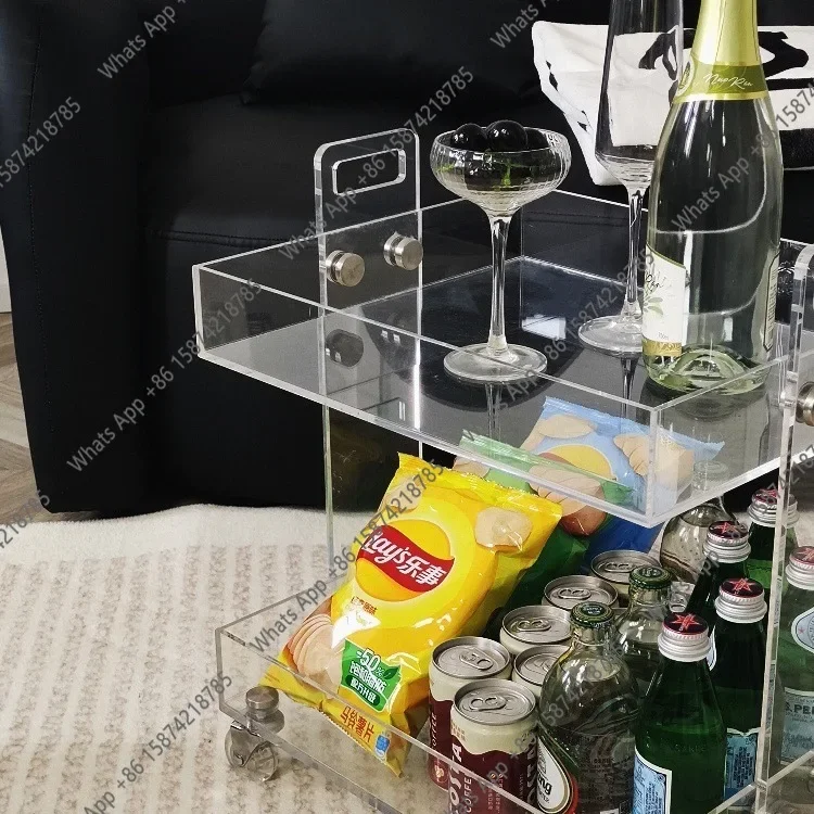 Mn Acrylic Edge Table, Transparent Movable Trolley, Bedside Table, Light Luxury Coffee Table, Living Room Multi-layer Trolley Ed