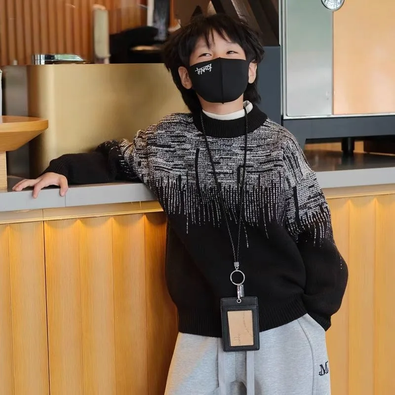 2025 New Autumn/Winter Boys' Knitwear Sweater Stylish Winter Innerwear Base Layer