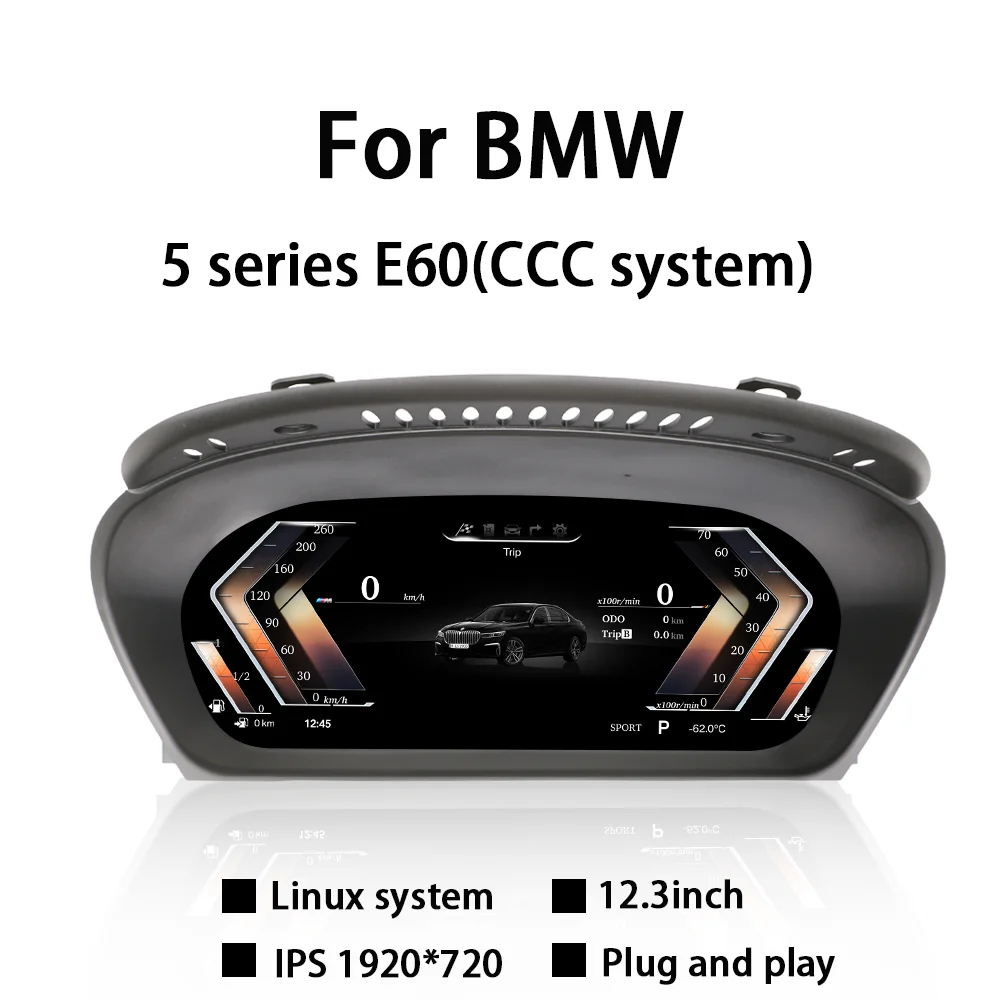 

12.3" Auto Lcd Dashboard IPS 1920*720 Panel For BMW 5 Series E60 (2004-2009) Digital Cluster Instrument Display