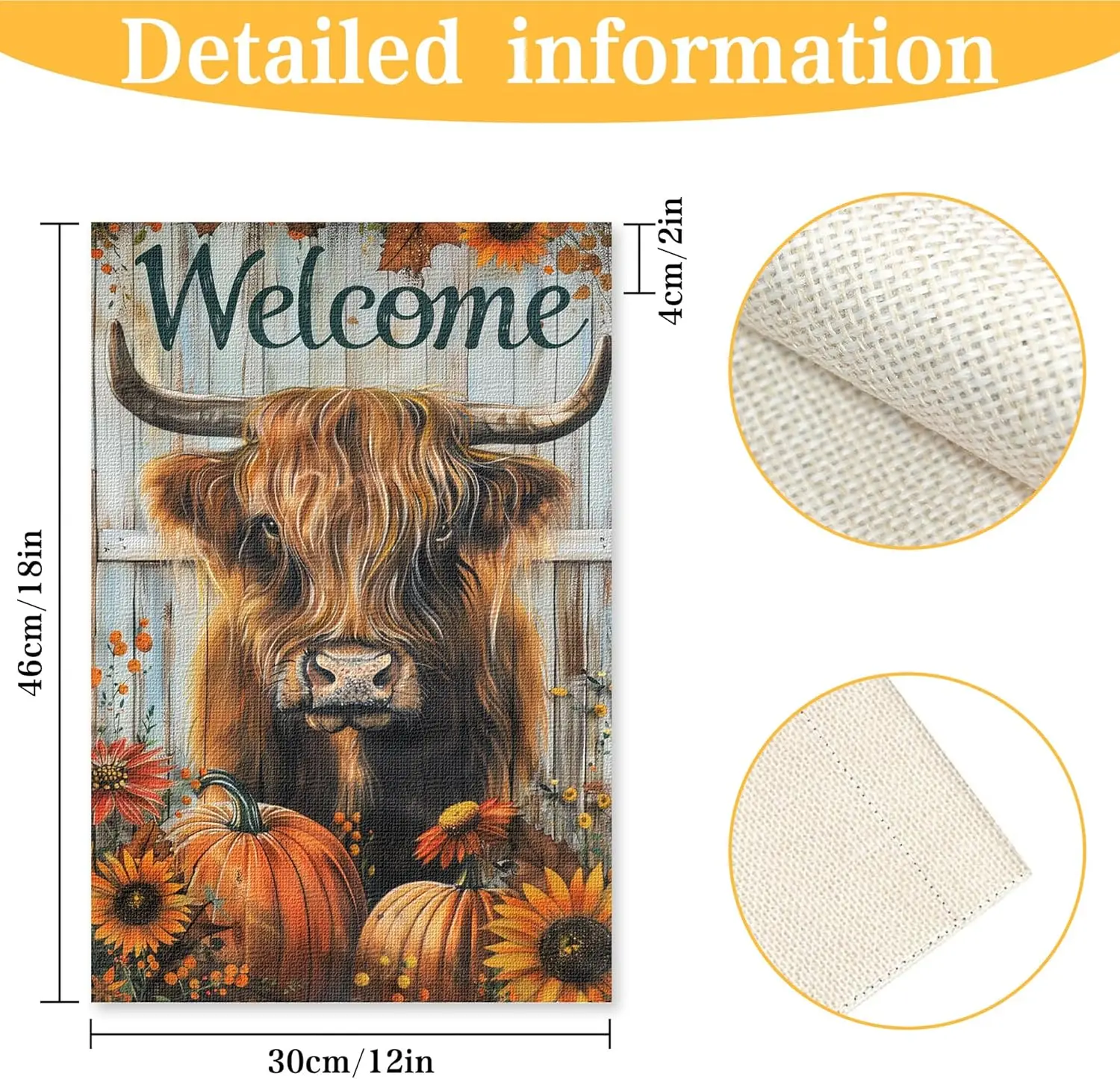 Cattle Garden Flag for Outside, Vertical Double Sided Burlap Welcome Garden Small Yard Flag Home for Decor, Holiday House Se uui
