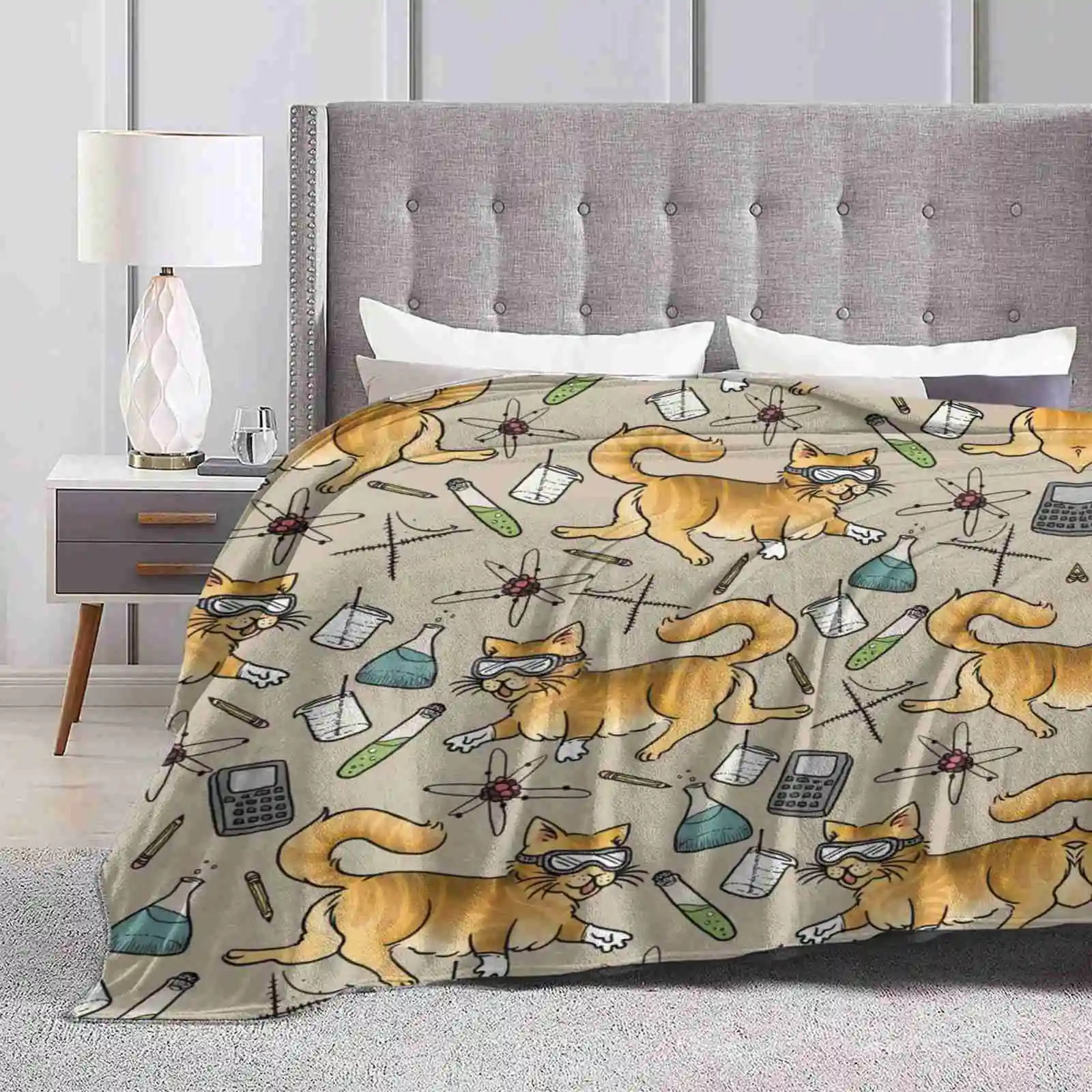 Stem Cats Best Selling Room Household Flannel Blanket Stem Science Technology Math Chemistry Chemical Atomic Molecule Molecular