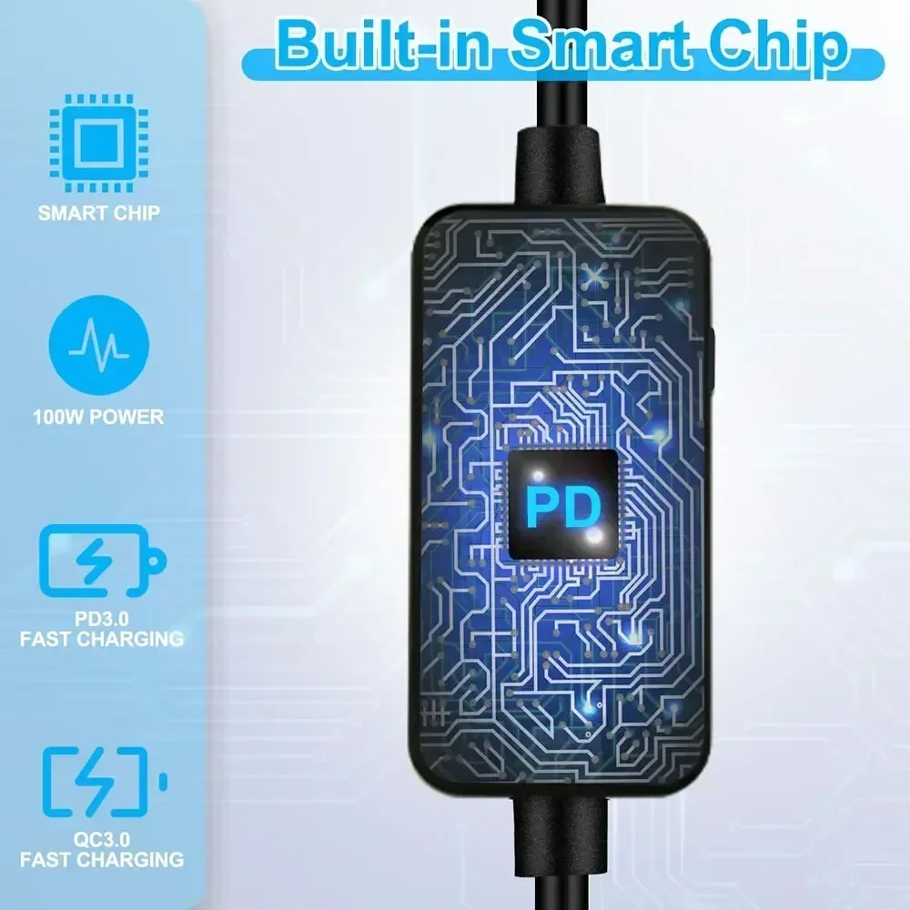 كابل شحن سريع PD بجهد قابل للتعديل 5-20 فولت، محول طاقة من النوع C إلى تيار مستمر 5.5 × 2.1 مم لأجهزة الكمبيوتر المحمولة (لينوفو، أسوس، HP، أيسر) #4
