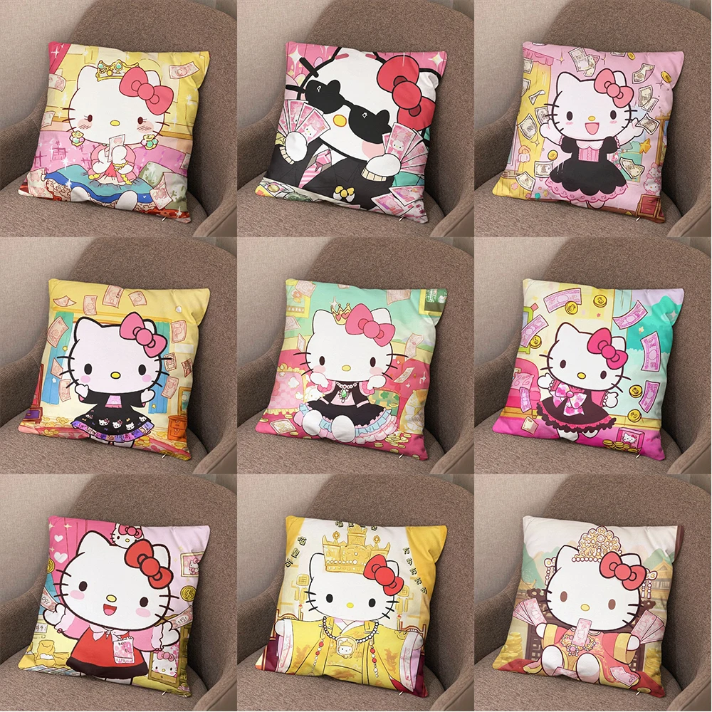 

Cute cartoon Hello Kitty pillow cover soft and comfortable sofa cushion cover room bed pillow cover home decoration