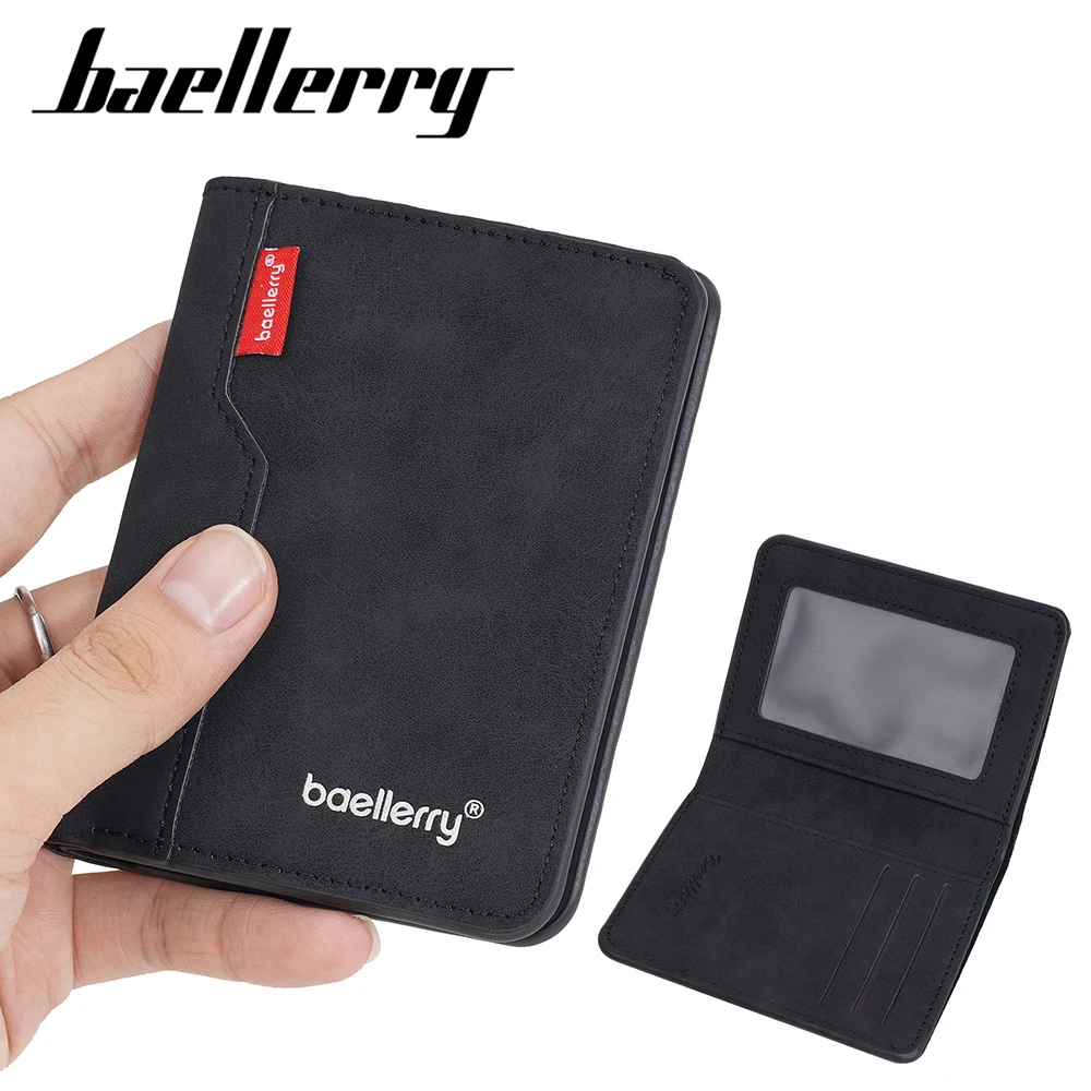 Nouveau portefeuille mince pour hommes, porte-cartes et photos à fermeture éclair courte, porte-monnaie masculin givré en PU de haute qualité avec Clips pour cartes simples