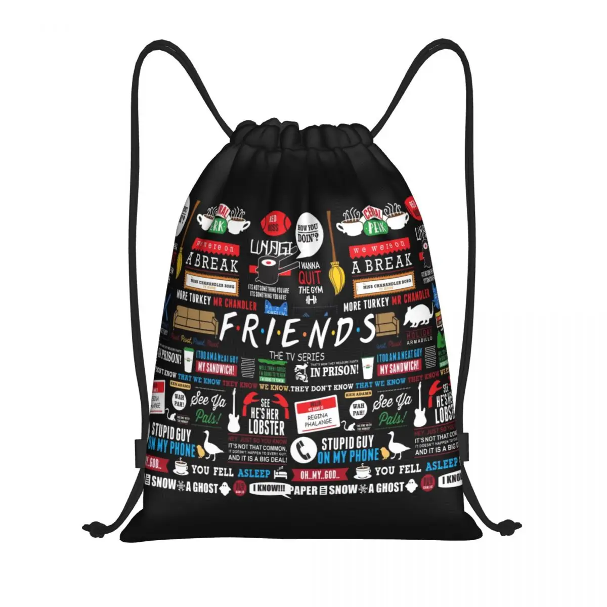 

Custom Funny TV Show Friends Collage Drawstring Bag for Training Yoga Backpacks Women Men Sports Gym Sackpack