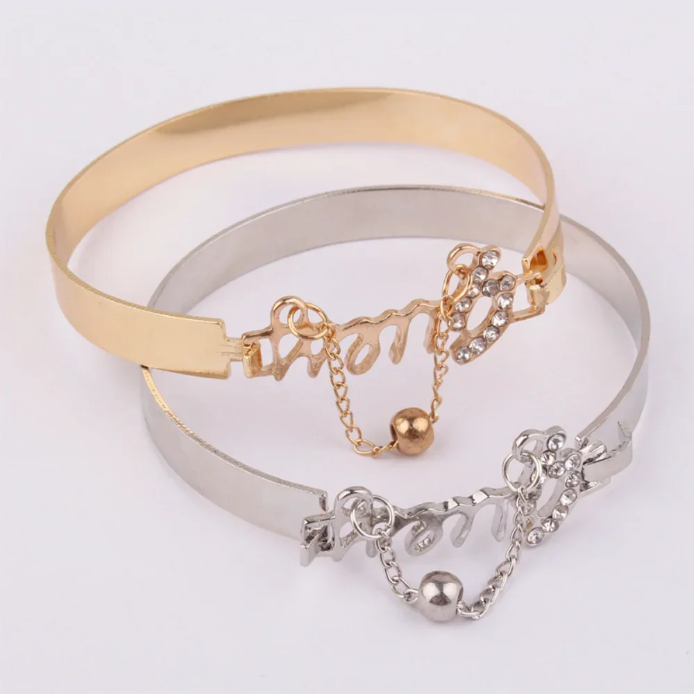 Women\'s Metal Bracelet Letter Alloy Band Crystal Pendant Hot Selling Jewelry Fashion Jewelry