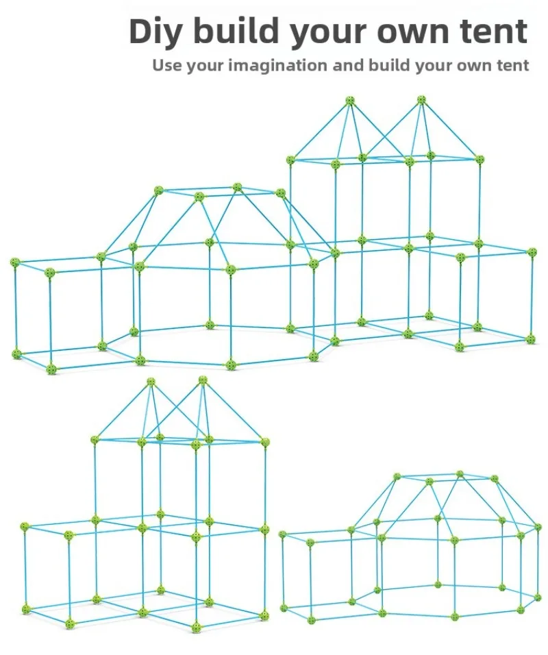 Kinderen DIY Bouwkasteel Kralen Tent Speelgoed Grote Bouwstenen Spelhuis Binnen en Buiten Speelgoed voor Kinderen Verjaardagscadeau