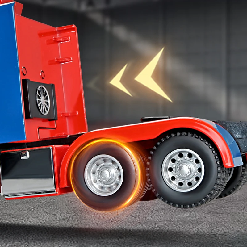 1:24 modelo de carro de liga de caminhão semi-reboque resistente com cabeça de trator estilo americano - com ação retrátil, efeitos sonoros e luminosos, portas que podem ser abertas - presente de Natal/aniversário para meninos e meninas