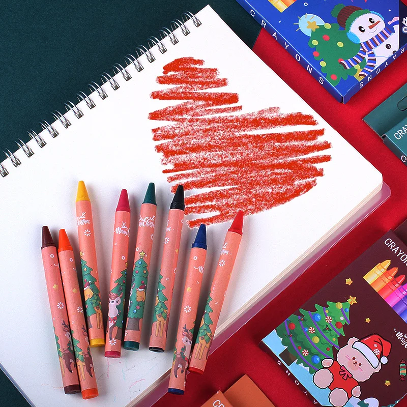 8 Colors Non-Toxic Crayon Oil Painting Student Christmas Pastel Pencils for Drawing Colored Pencils Stationery for Kid Gifts