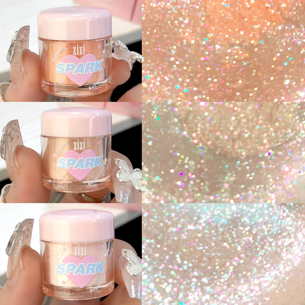 Flash Pink Pearl Text marker Puder Hochglanz Glitter loser Puder weiß Mondlicht Schimmer Puder Gesicht Körper Highlight Make-up