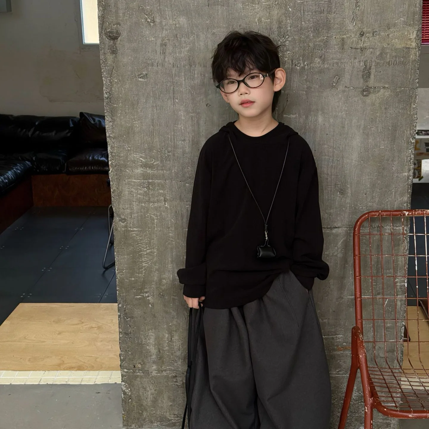 Boys' Loose Winter New Style Children's Hooded Atmosphere with Velvet Base Sweater