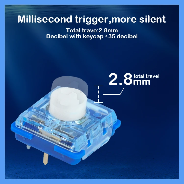 Kailh Deep Sea Silent Low Profile Keyboard Switch Mechanical Keyboard Switch for Deep Sea Island Whale Landing MINI 1353Hitbox