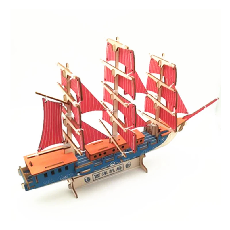 Diy modelo de madeira brinquedo 3d artesanal quebra-cabeça europeu vela navio kit de madeira jogo de montagem brinquedo crianças presente adulto p58