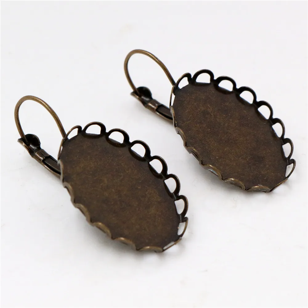 18x25mm 10 sztuk 7 kolory plated francuski dźwignia powrót kolczyki puste/Base,Fit 18x25mm owalne szkło cabochons; Ramki na kolczyki — zdjęcie 7