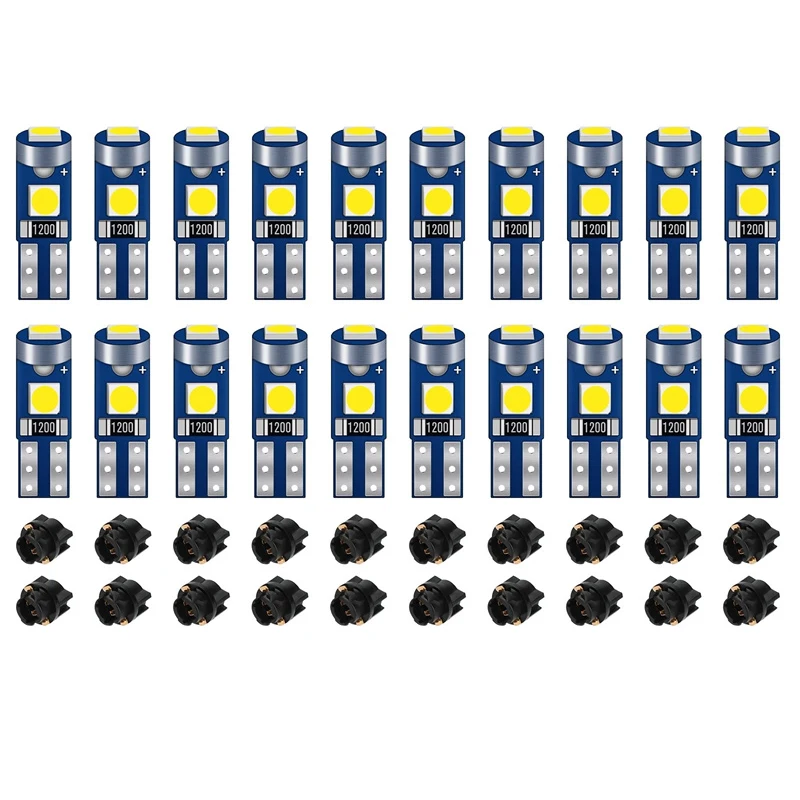 20Pcs 12V Canbus T5 58 74 286 W1.2W 3030 LED 3SMD Wedge LED Light Car Dashboard Instrument Panel Lamp Bulb