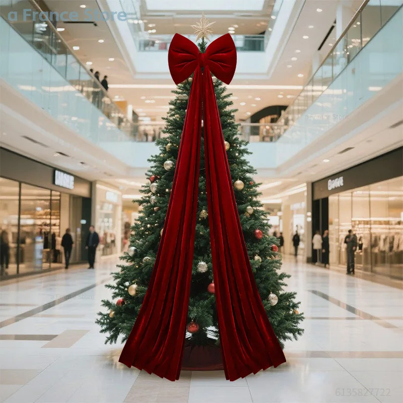 Pendentif nœud de noël Super grand en velours rouge, ornements pour arbre de noël, décoration pour la maison, cadeaux de fête du nouvel an