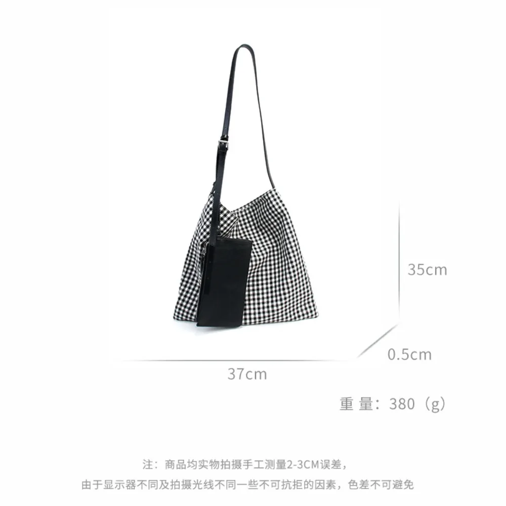 New Niche Design Fresh and Artistic Plaid Canvas Bag Commuting Fashionable and Large Capacity Single-shoulder Women's Bag