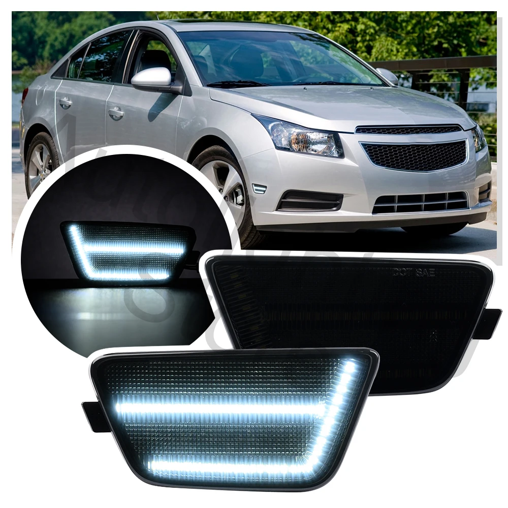 2PCS For Chevy Chevrolet Cruze 2011-2016 LED front Bumper Side Marker Light  Auto Led Turn Signal Side Marker Lamps smoke Lens