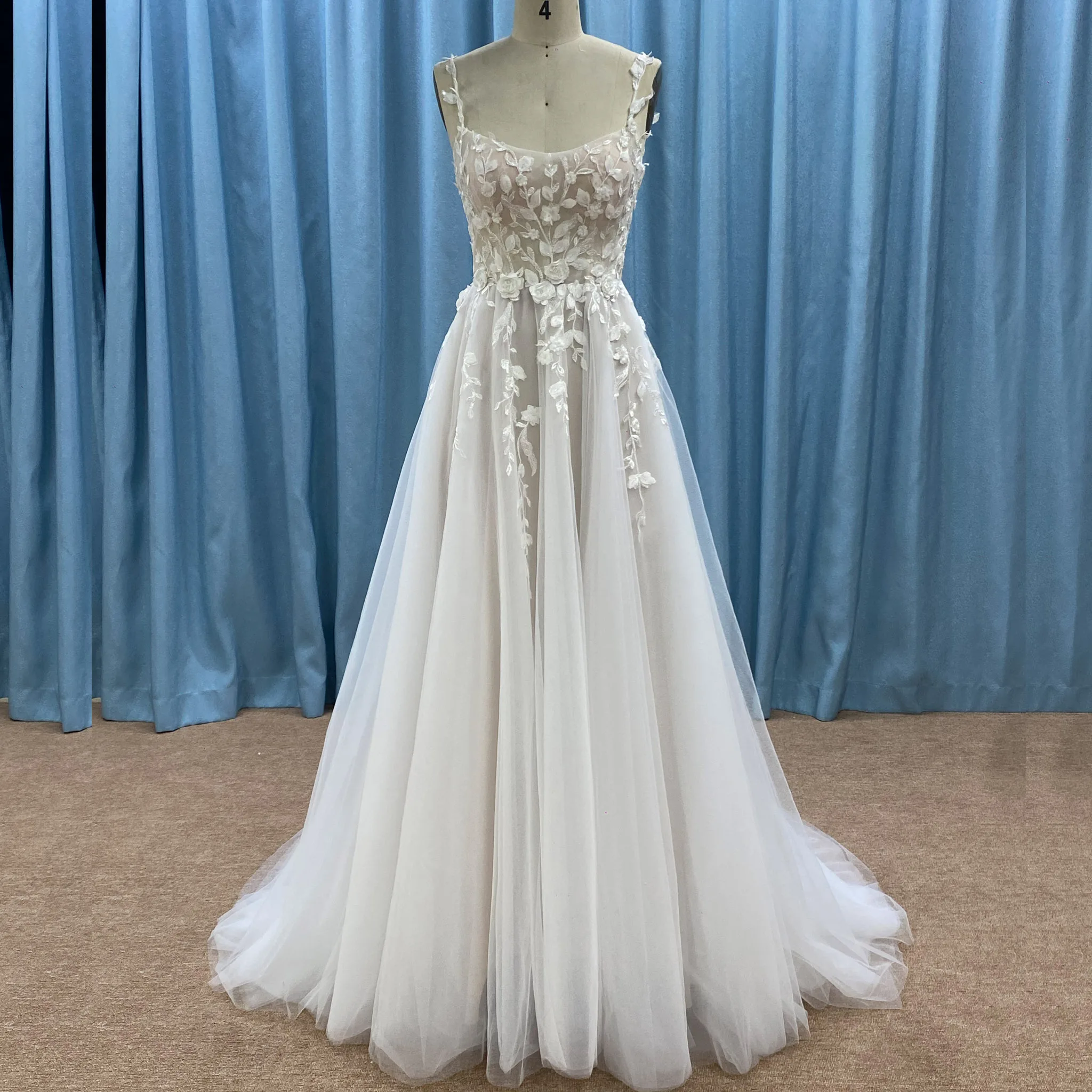 Rosymae dames klassieke a-lijn bloemenkant spaghettibandjes trouwjurk elegante jurk voor bruiden