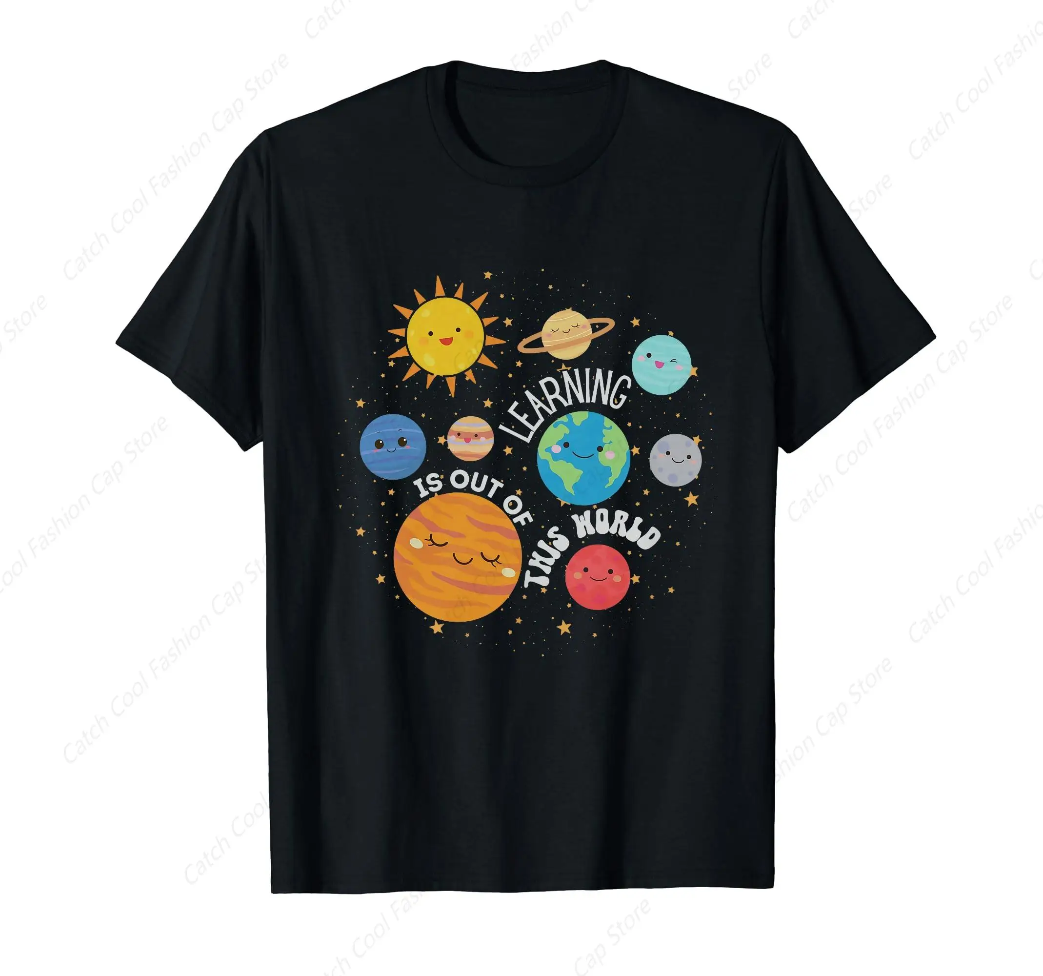 Learning Is Out Of This World T-Shirt for Men Short Sleeve Cotton Daily Travel Summer Breathable Round Neck Sports Tops