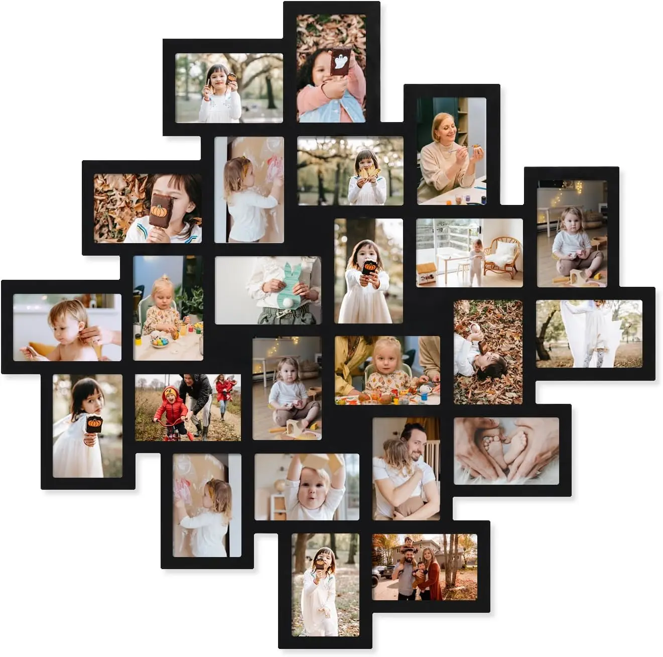 

Photo Frame 24 Openings Black Wood Wall Hanging Collage Clustered, 4 by 6"