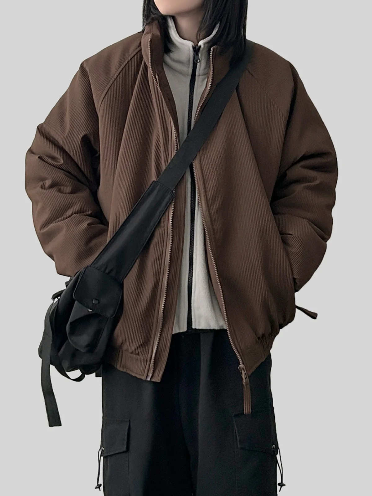 الربيع محايد القهوة اللون العمودي المشارب Jaet المرأة عادية فضفاض الوقوف طوق ort ملابس خارجية العصرية تناسب جميع الفصول