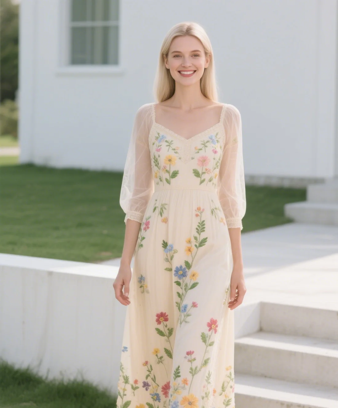 Romantic A-Line Evening Dress Sweetheart Neck Tulle Appliques 3/4 Sleeve Floor Length Wedding Guest Dress 2025 Free Customized