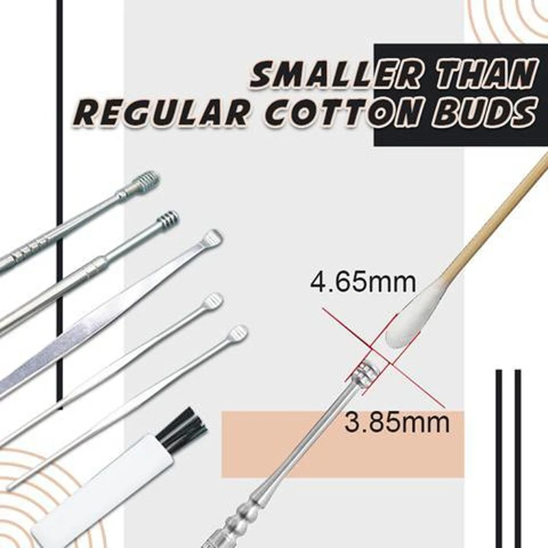 6Pcs/Set Ear Wax Pickers Cleaning Brush with Box Stainless Steel Ear Pick Tool Drop Shipping