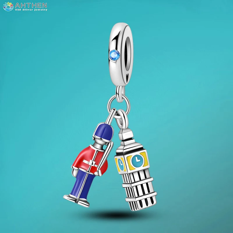 Ahthen серебряные бусины 925 пробы рыцарь Биг-Бен Шарм подходит для змеиных цепочек браслетов или ожерелий для женщин ювелирные изделия