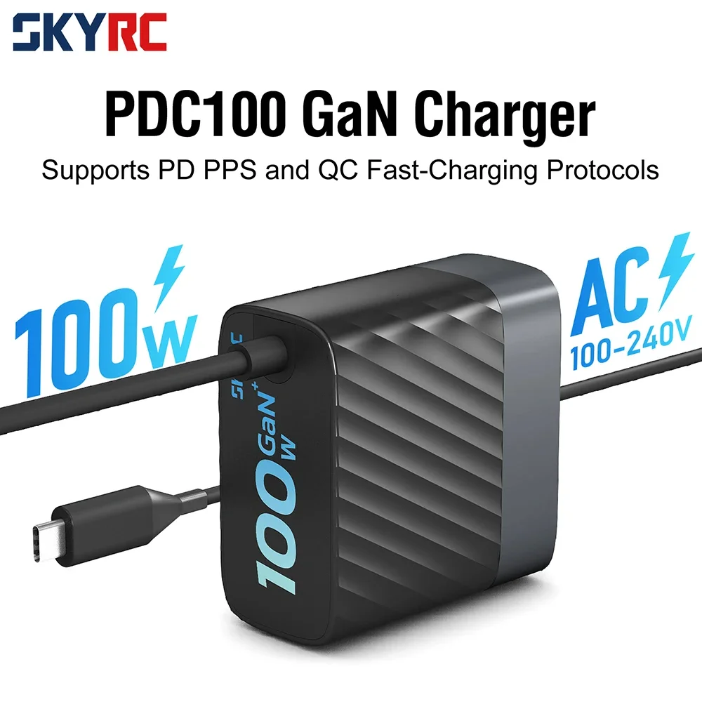 SKYRC PDC100 100W GaN Fast Charger AC100-240V Built-in USB-C Power Adapter for RC Devices Phone Laptop