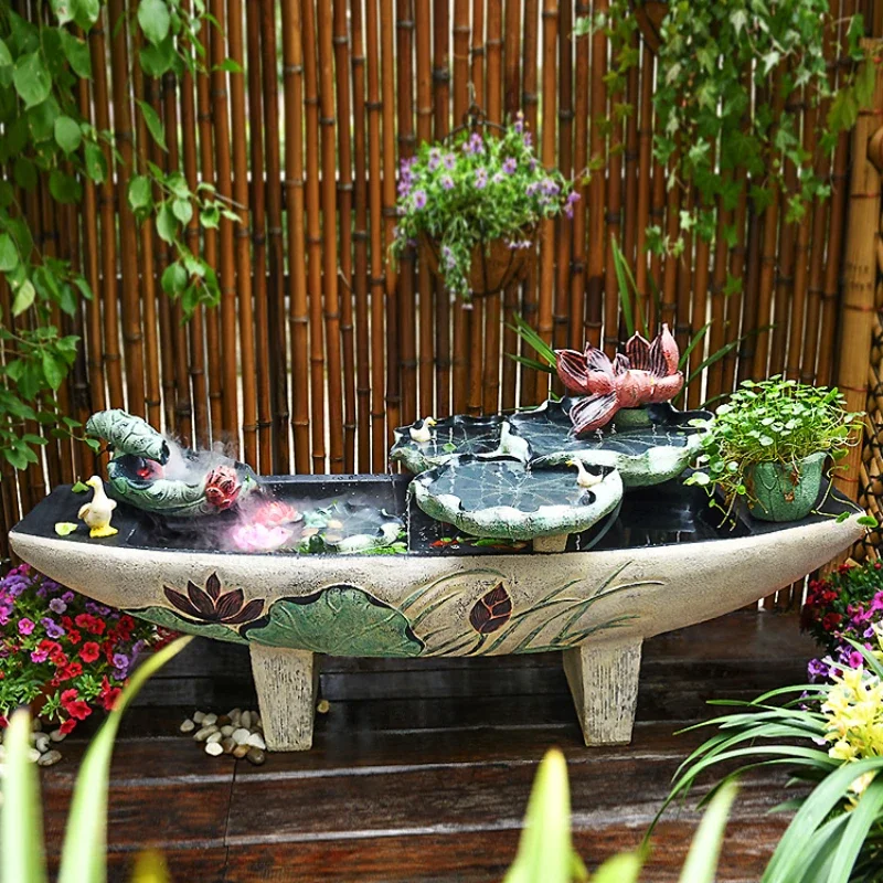 Courtyard small waterscape layout balcony ornaments flowing water outdoor fish pond landscaping outdoor circulating water fish t