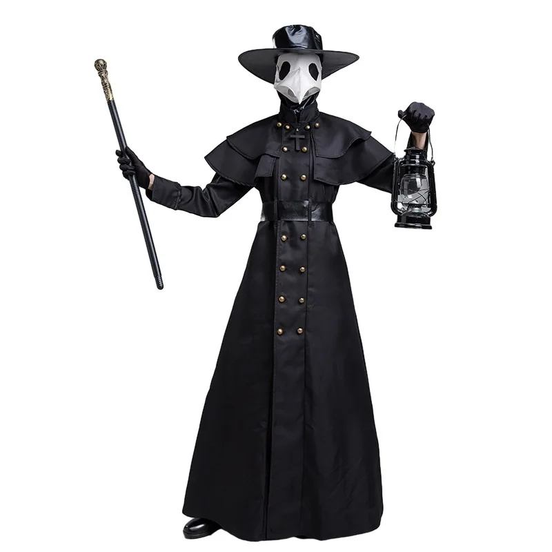 زي طبيب الطاعون Steampunk من العصور الوسطى للبالغين في الهالوين، قناع منقار الغراب