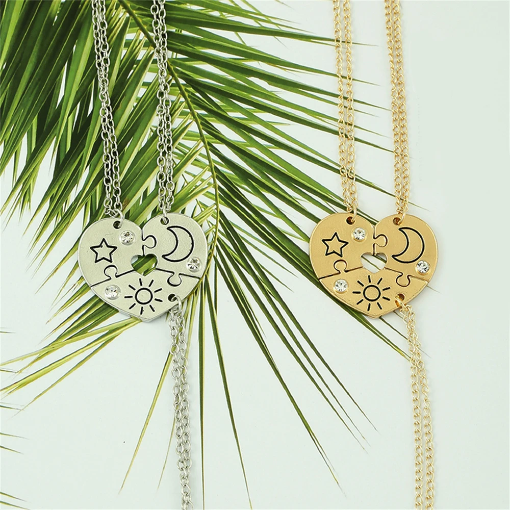 3 Pcs/set Sun Moon Cloud Star Pendant Necklace For Women Best Friend Forever Friendship BFF Necklace Adjustable Geometric